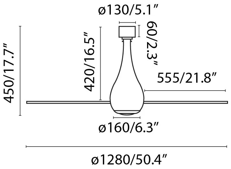 Lustra cu Ventilator si telecomanda MINI ETERFAN M LED alb/transparent
