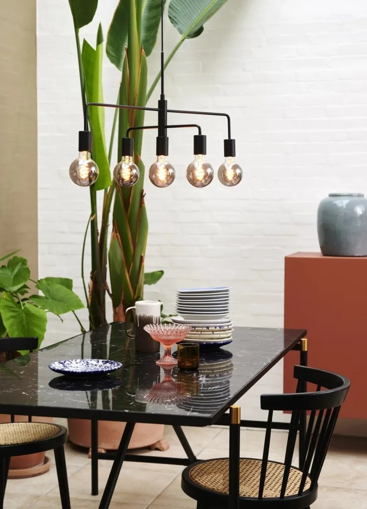 Lustra cu 5 surse de iluminat design modern Gloom negru