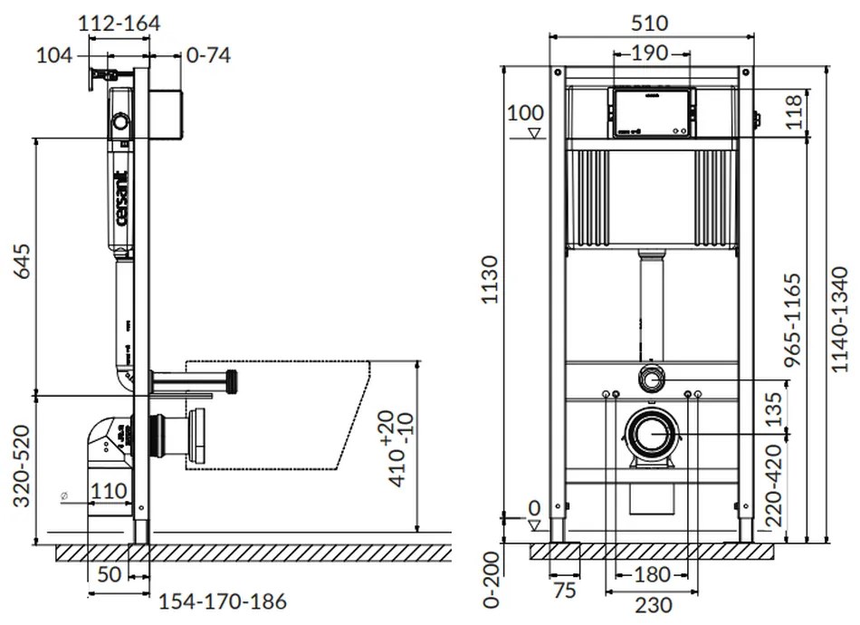 Rezervor wc incastrat Cersanit Aqua 72, pneumatic