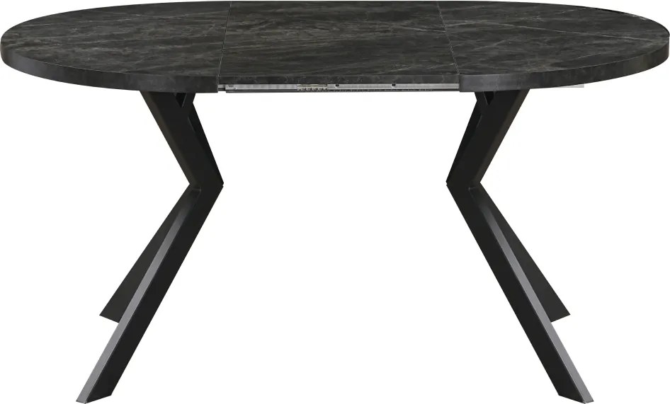 Masă de sufragerie extensibilă, beton închis/negru, 100-250x75,5 cm, LUKOS