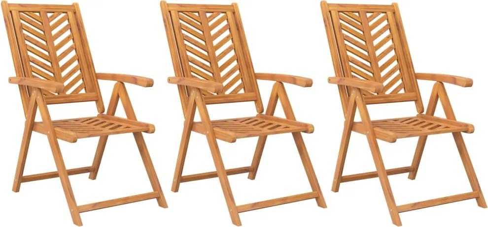 vidaXL Scaune de grădină rabatabile, 3 buc., lemn masiv de acacia