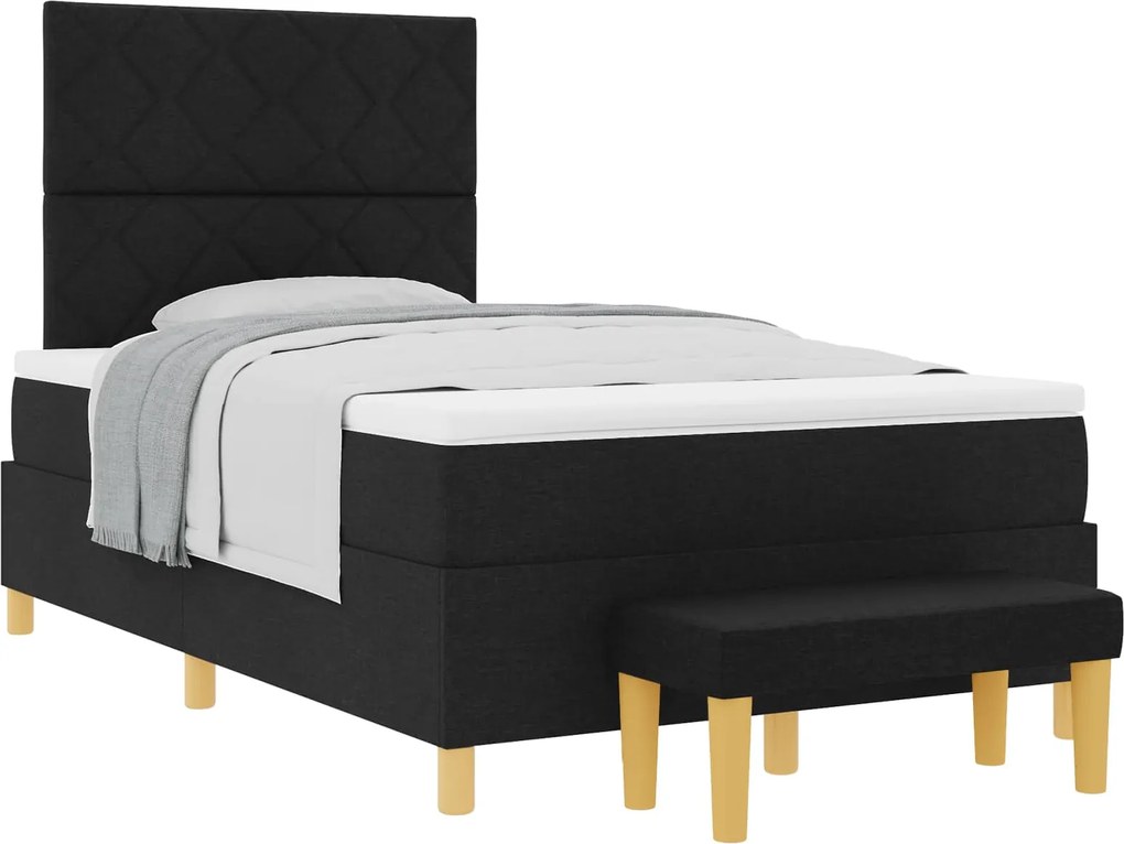 vidaXL Pat cu arcuri cu saltea Negru 120 x 200 cm țesătură