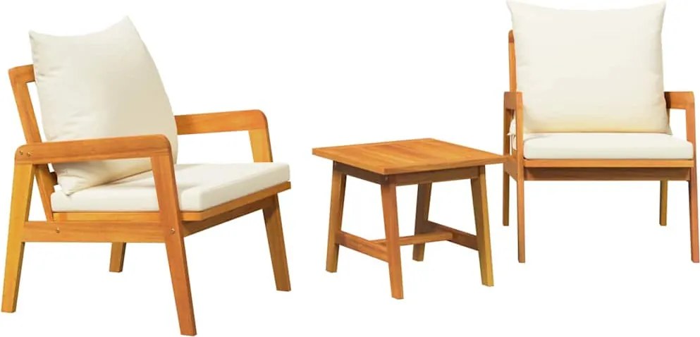 vidaXL Set bistro cu pernă 3 pcs Maro Lemn Solid de Acacia