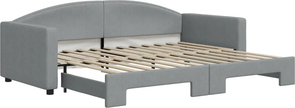 vidaXL Pat de zi cu extensie, gri deschis, 90x200 cm, textil