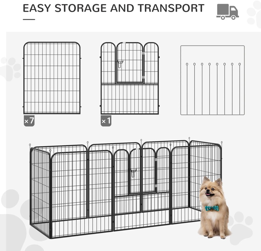 PawHut Tarc Modular Metalic pentru Animale, Flexibil și Ușor de Configurat, Dimensiuni 79x100 cm, Negru | Aosom România