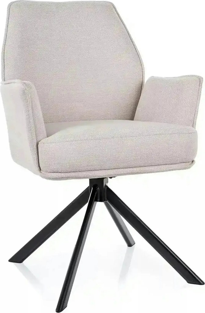 Scaun rotativ HUGO, bej deschis/negru, stofa clasica/metal, 58x60x90 c