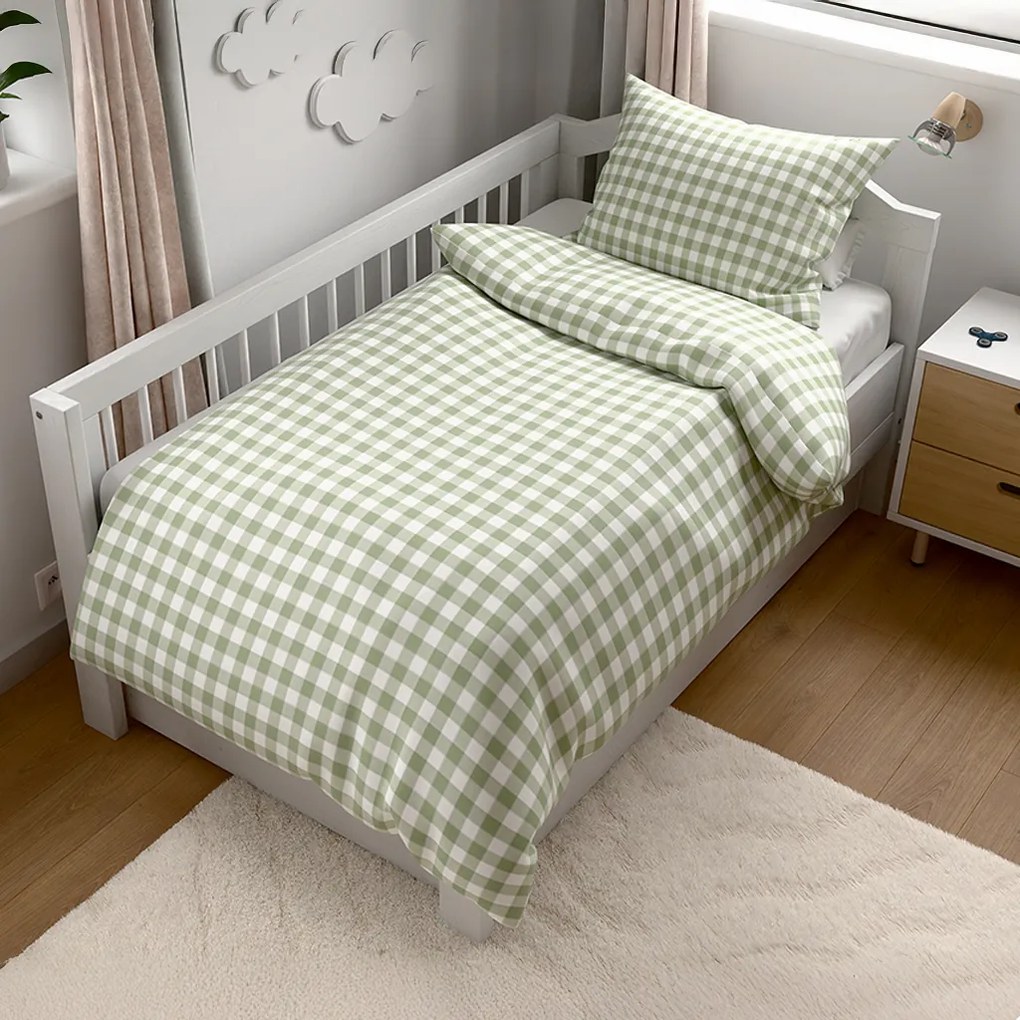 Lenjerie de pat din bumbac pentru patut GRENTIS verde Dimensiune lenjerie de pat: 45 x 65 cm | 90 x 135 cm