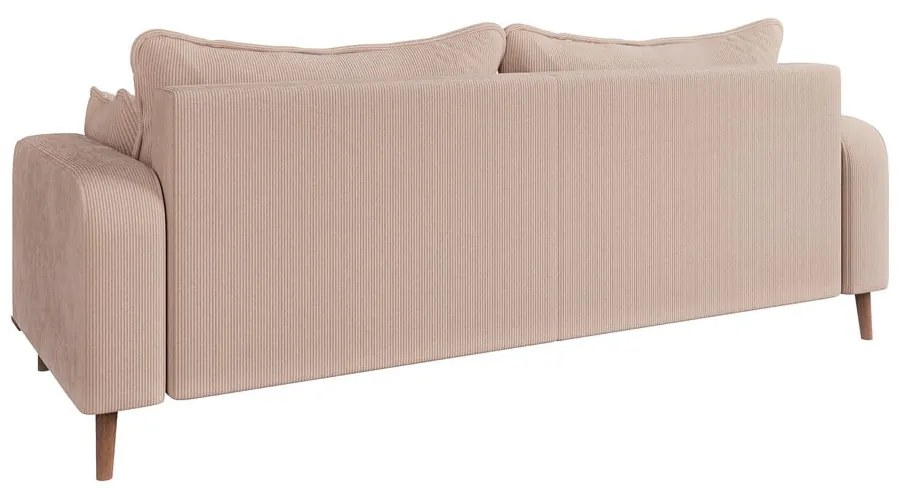 Canapea bej cu tapițerie din catifea reiată 220 cm Beata – Ropez