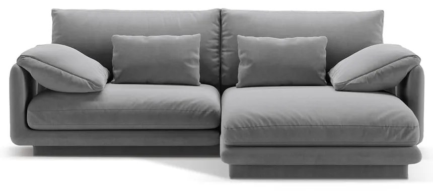 Colțar gri deschis cu tapițerie din catifea (cu colț pe partea dreaptă/cu șezlong) Torino – Micadoni