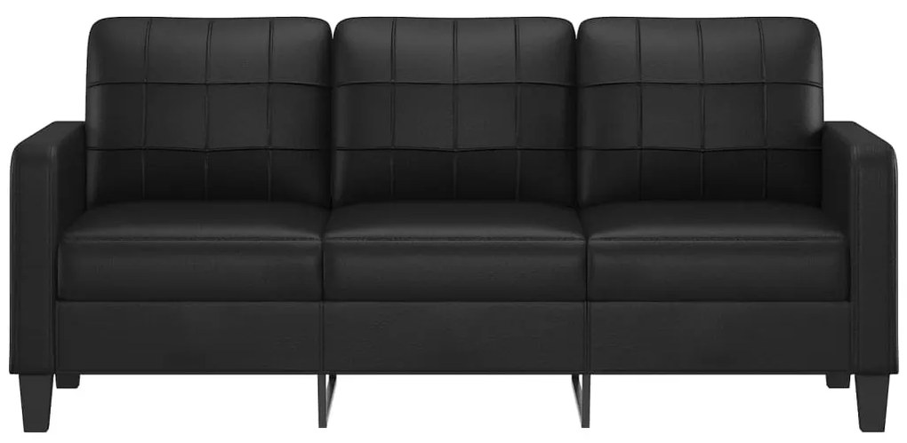 Canapea cu 3 locuri, negru, 180 cm, piele ecologica Negru, 198 x 77 x 80 cm