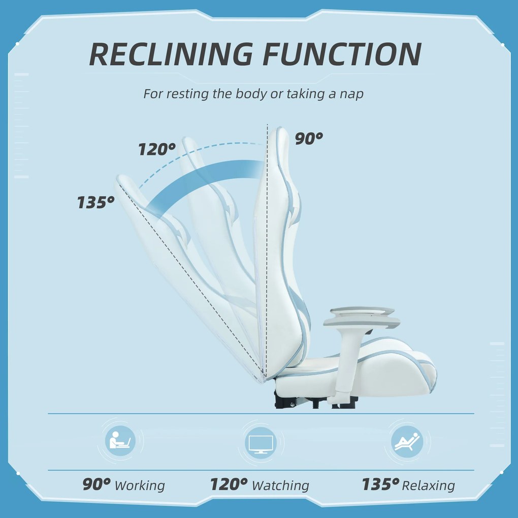 HOMCOM Scaun Gaming pentru computer din piele artificială | Aosom Romania