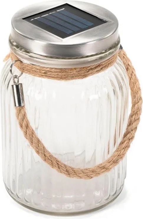 Set de lumini solare, tip borcan - 3 LED-uri, alb cald