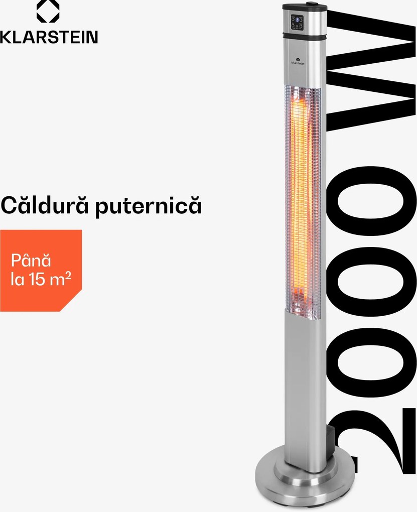 Blumfeldt Heat Guru Plus, încălzitor cu infraroșu, 2000 W, 3 trepte de încălzire, telecomandă, argintiu