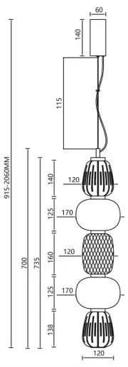 Lustră LED pe cablu CARO LED/40W/230V crom