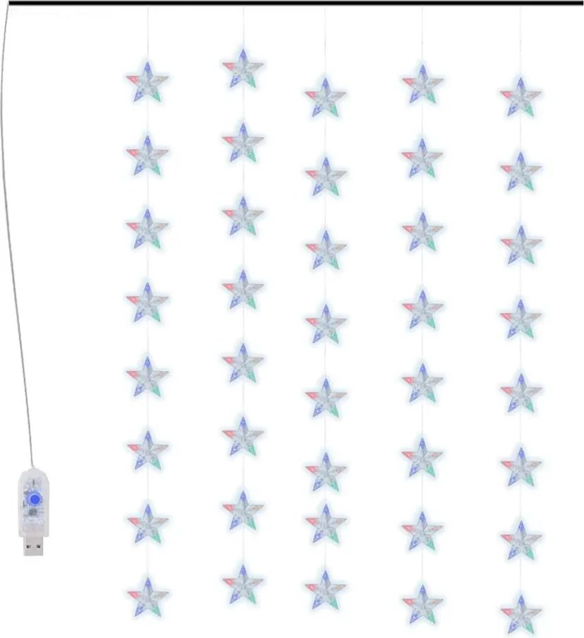 vidaXL Instalație lumini tip perdea stele 200 LED multicolor 8 funcții