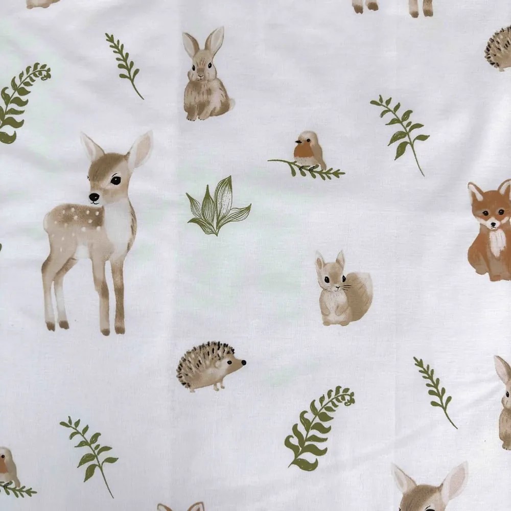 Lenjerie de pat pentru copii albă-maro din bumbac pentru pătuț 100x135 cm Forest Animals – Jerry Fabrics