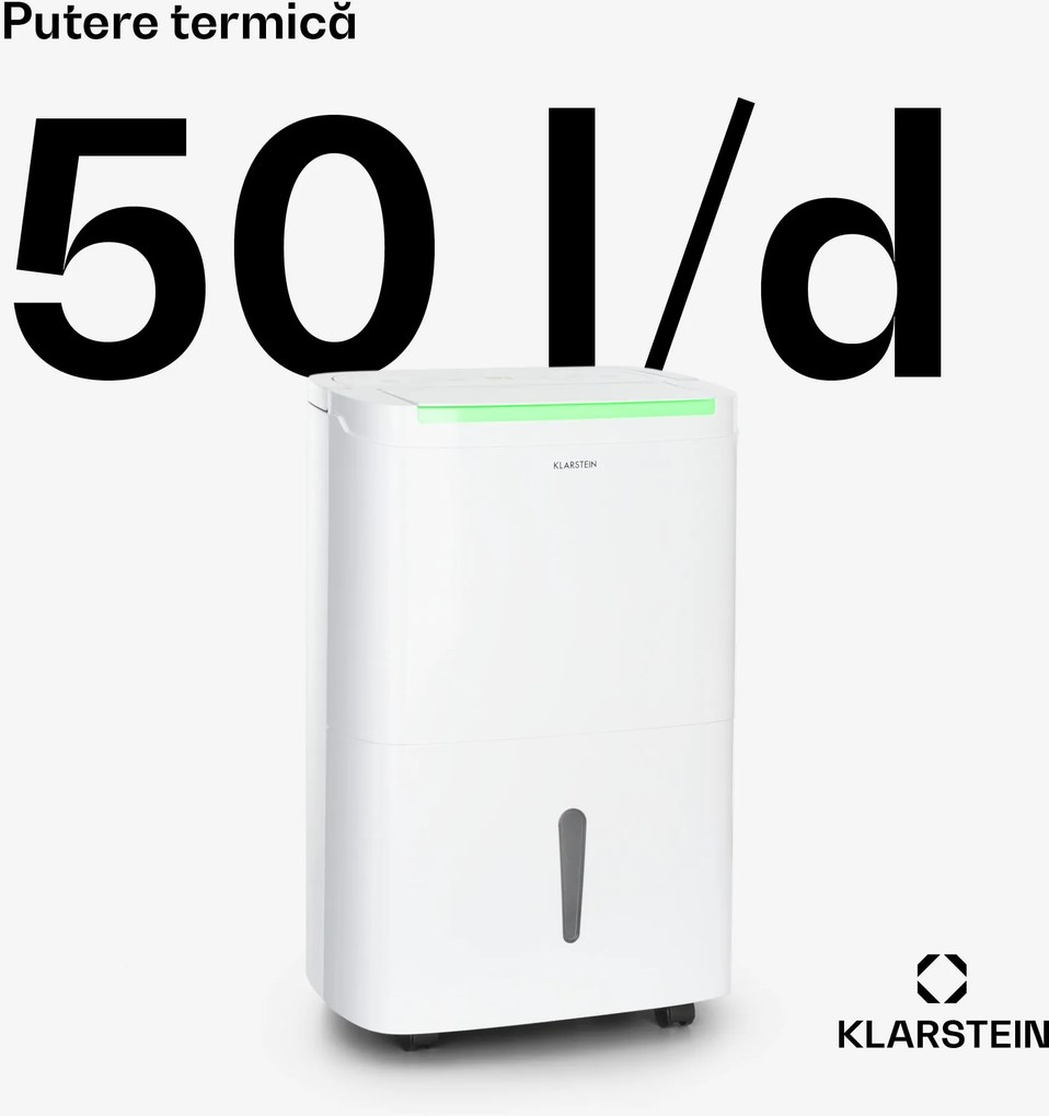 Klarstein DryFy Connect 50 Smart, Dezumidificator de aer, WiFi, Compresie, 50l/zi, 45-55m², Alb