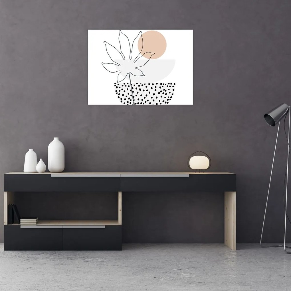 Tablou pe sticlă - Linie de artă flori N⁰3 (70x50 cm)