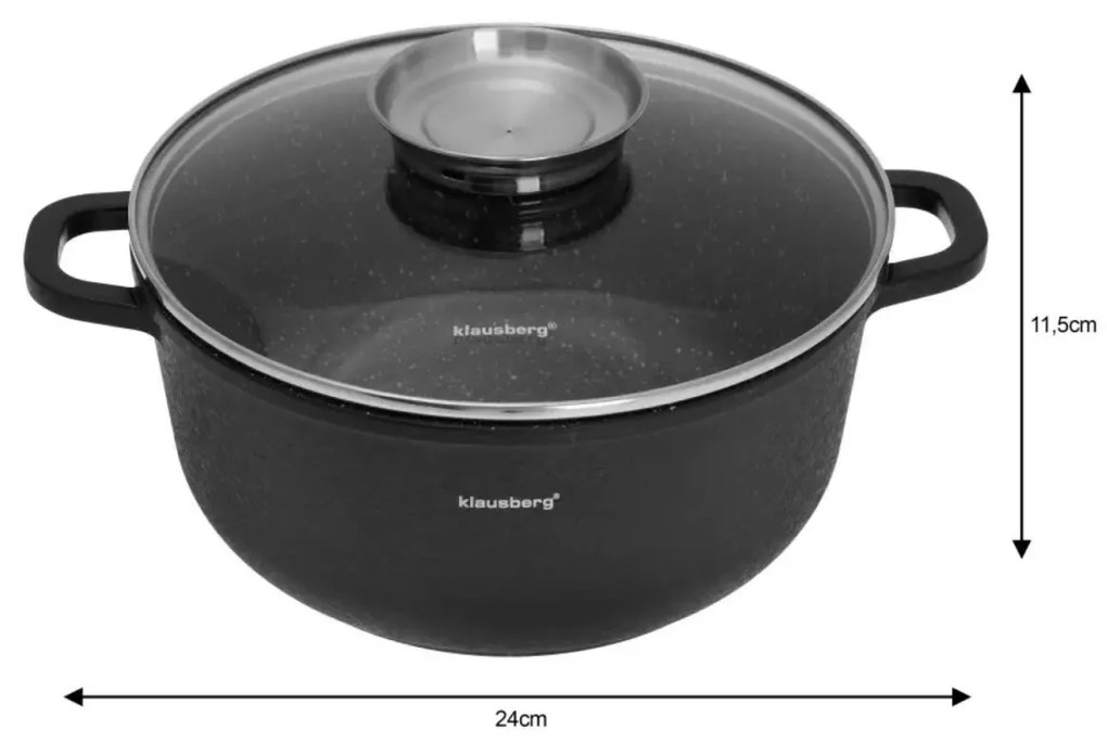Set 3 oale cu capace 20/24/28 CM 2.3 /4.5/6.8 L Klausberg KB7359, antiaderente, inductie