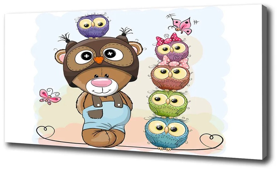Imprimare tablou canvas Ursul și owl
