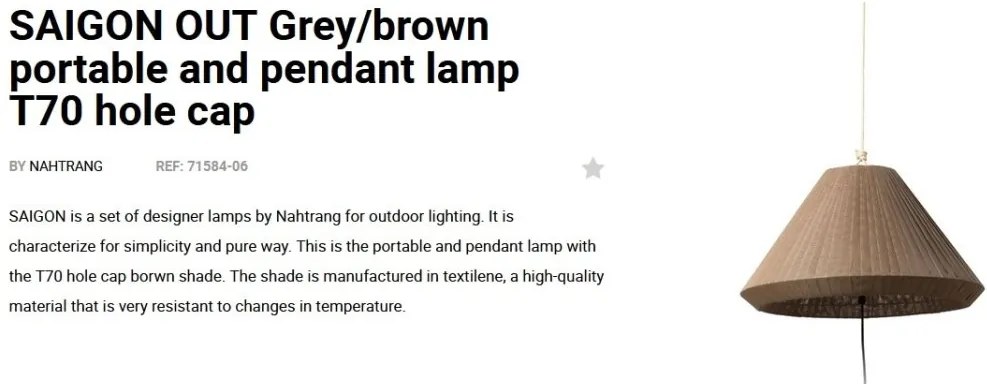 Lampa/Pendul portabil iluminat exterior decorativ SAIGON hole cap T70 gri/maro