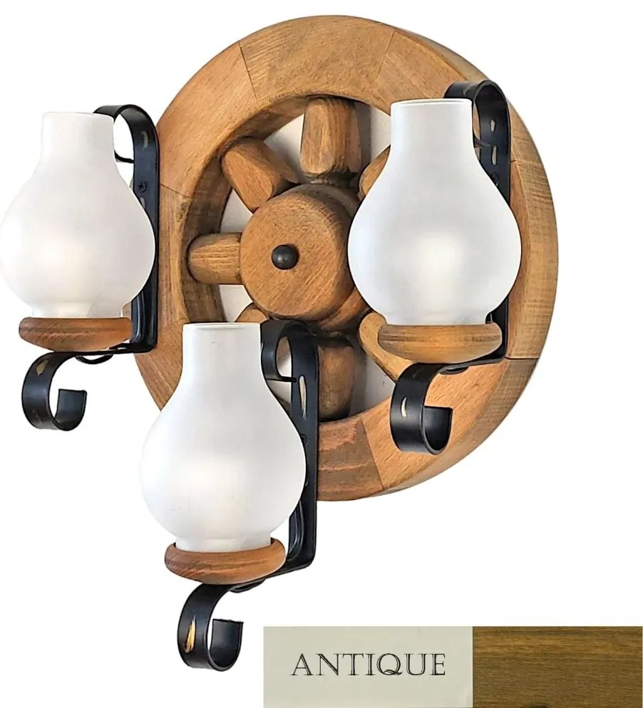 Aplica de perete rustica fabricata manual din lemn Roata WOOD-RO-AP3
