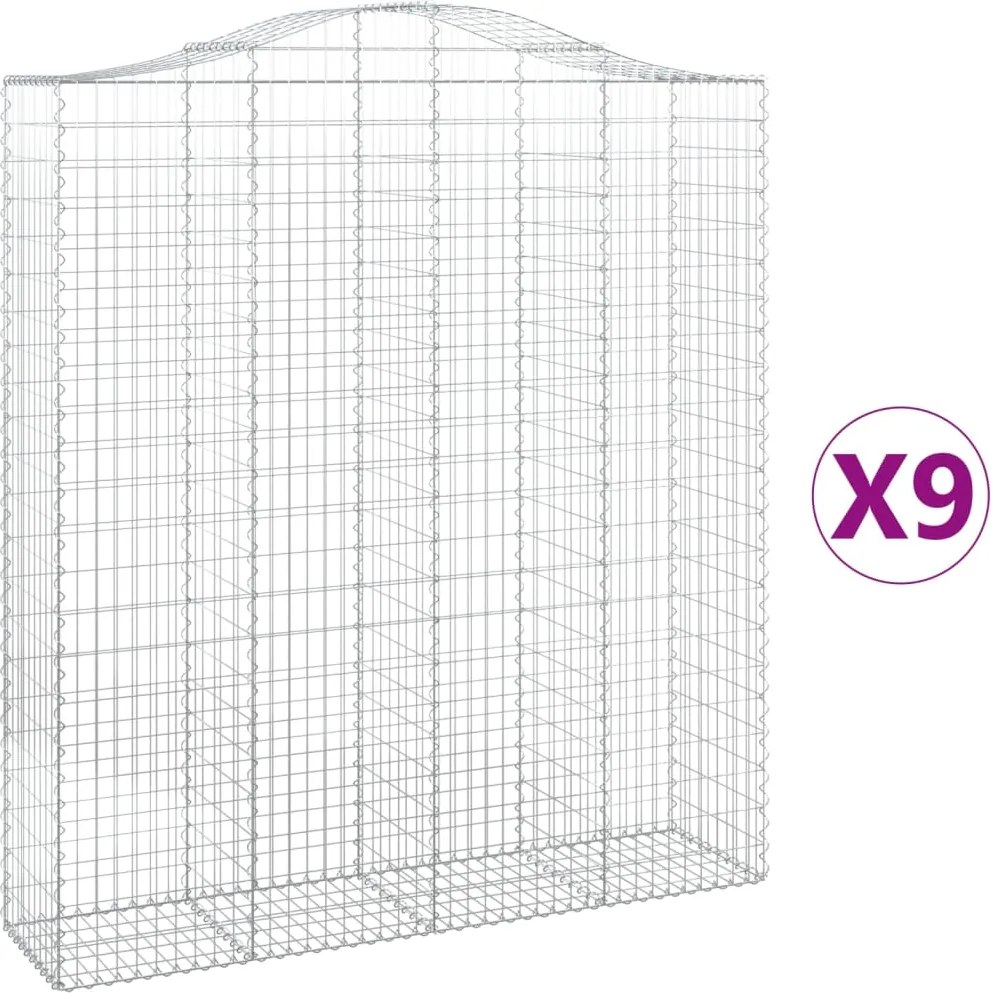vidaXL Coșuri gabion arcuite, 9 buc, 200x50x220/240cm, fier galvanizat
