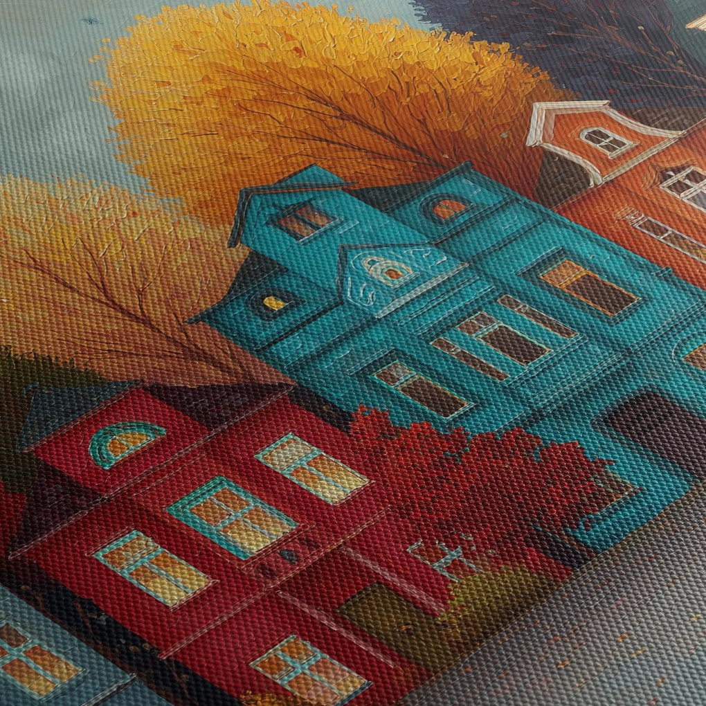 Tablou - Oraș de toamnă pictat (70x50 cm)