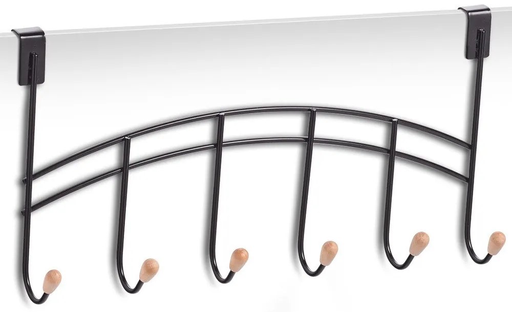 Cuier usa 6 carlige, Negru, 41x21 cm, Zeller