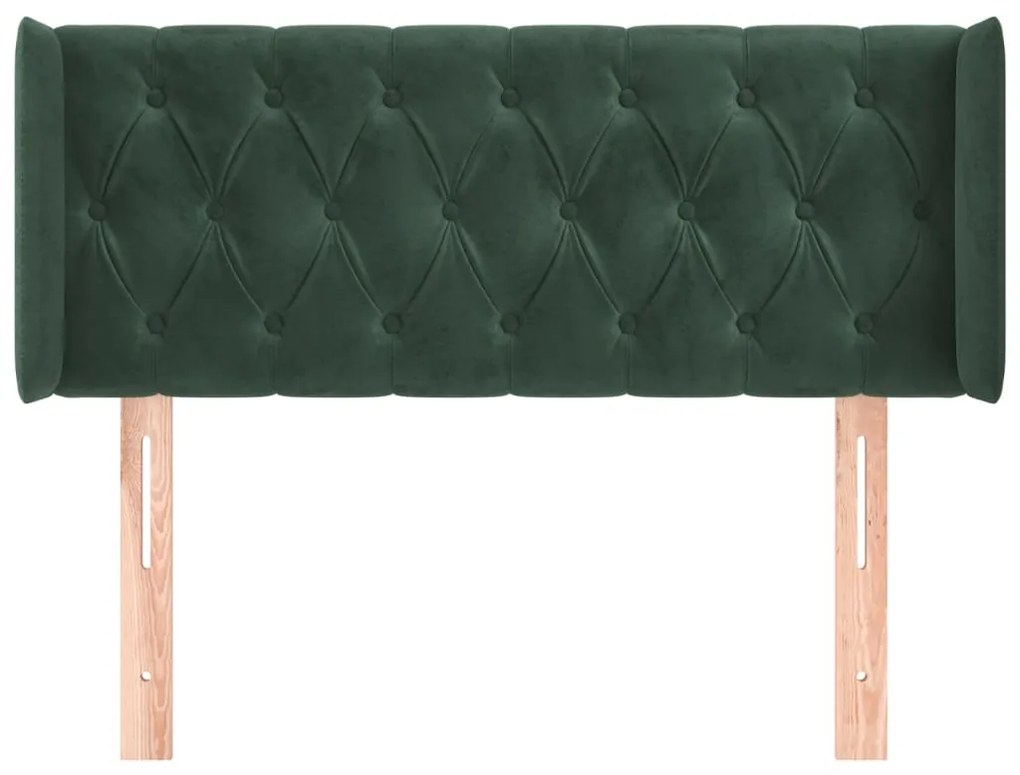 Tablie pat cu aripioare verde inchis 93x16x78 88 cm catifea 1, Verde inchis, 93 x 16 x 78 88 cm