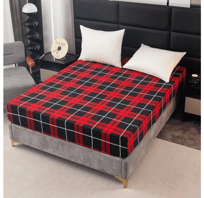 Cearsaf Cocolino microplus cu elastic ALBURY 160x200 cm rosu