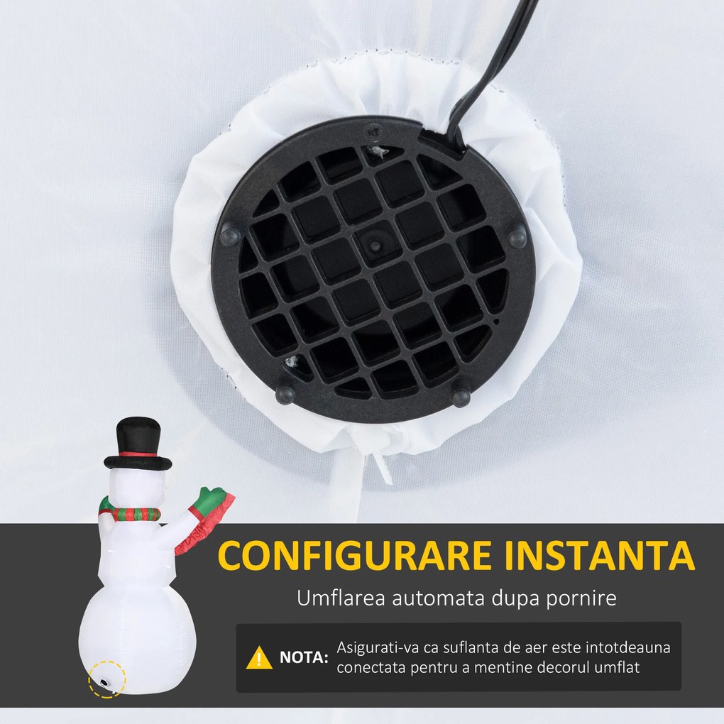 HOMCOM Om de zapada gonflabil de 243 cm cu 3 lumini LED interne si banner, impermeabil IP44 | AOSOM RO