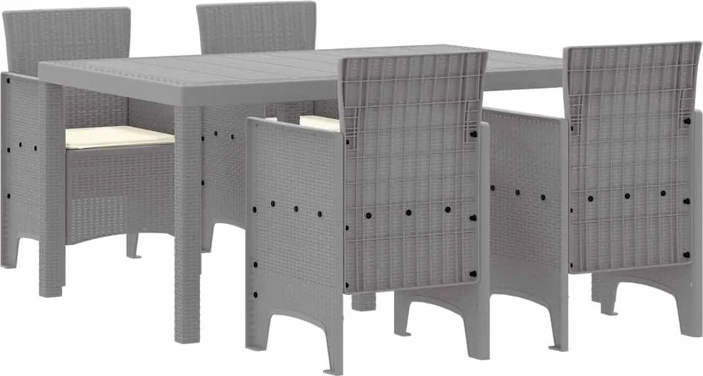 vidaXL Set de masă pentru grădină 5 pcs Gri deschis Ratan Polt