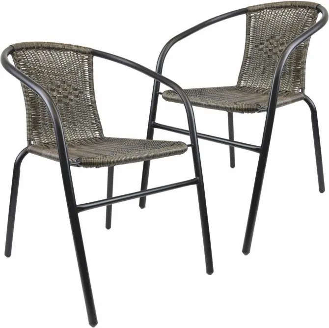 Set de scaune de grădină, stivuibile, gri închis, 2 buc