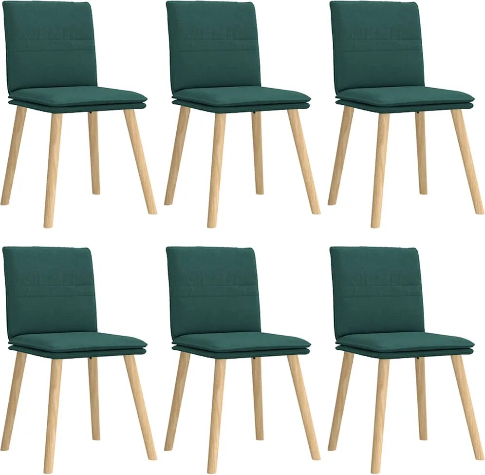 vidaXL Scaune de bucătărie, 6 buc., verde închis, material textil