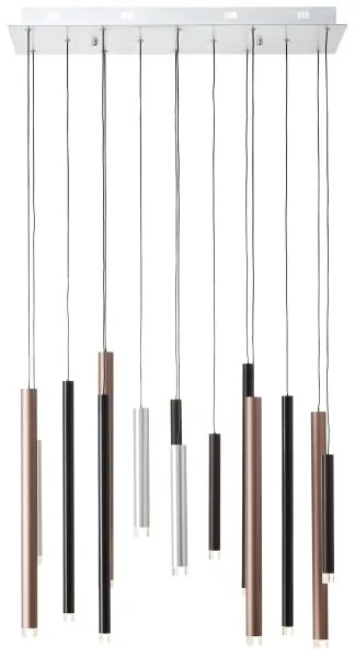 Brilliant CEMBALO - lustru suspendat LED dimabil, 60W, 230V, crom/negru/maro