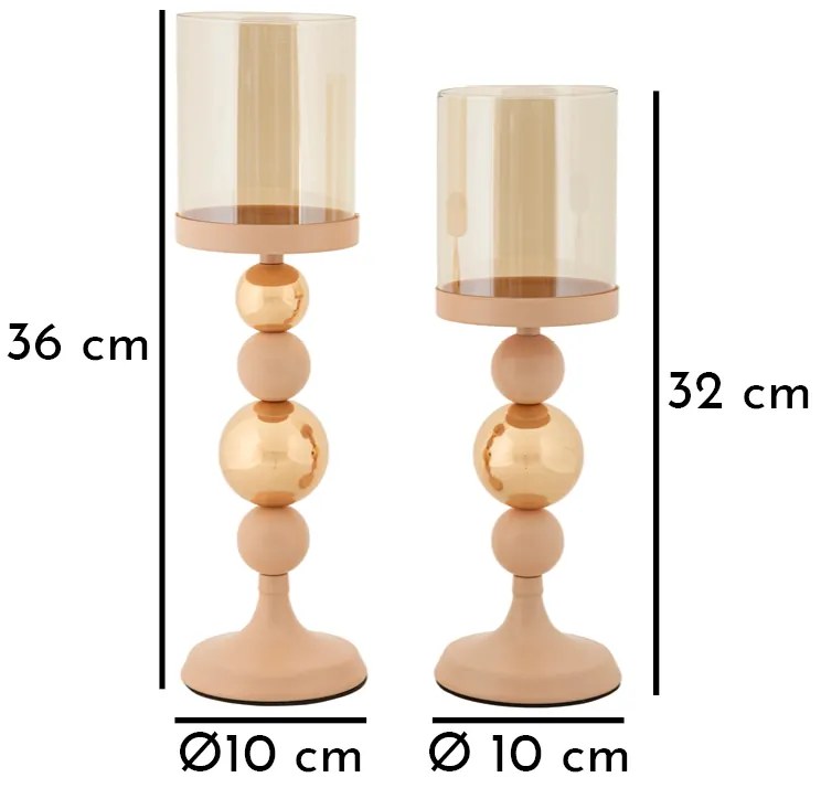 Mauro Ferretti Set Suporturi Lumanare 2 Bucati Cm Ø10X32-10X34 | Aosom Romania