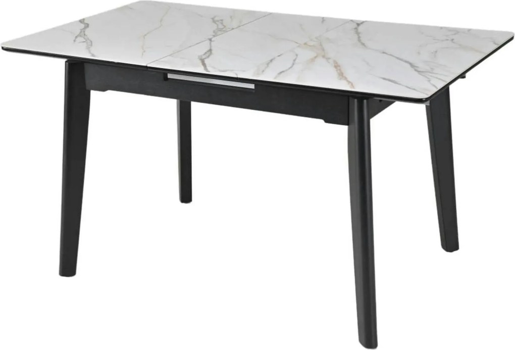 Masa extensibila OSTEN, alb cu efect de marmura/negru, 140/180x80x76 c