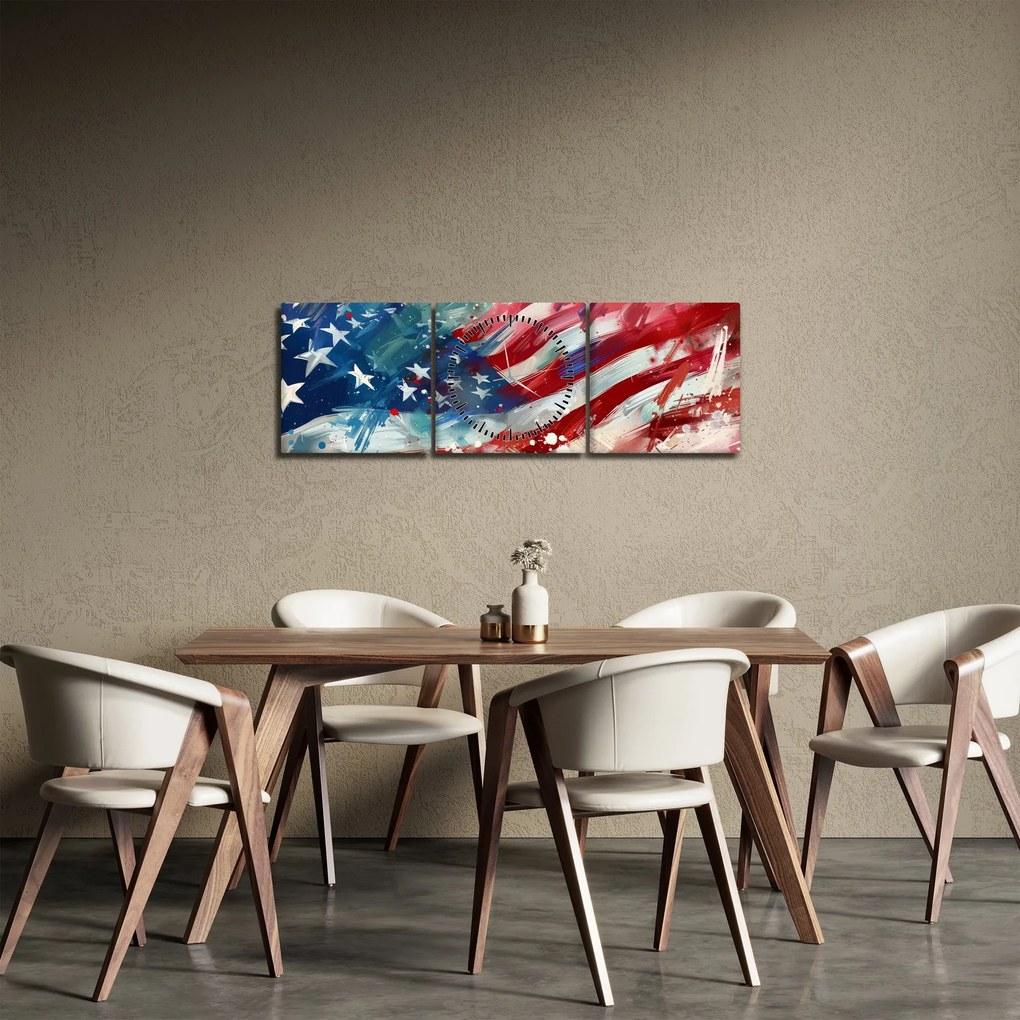 Tablou - Steagul SUA (cu ceas) (90x30 cm)