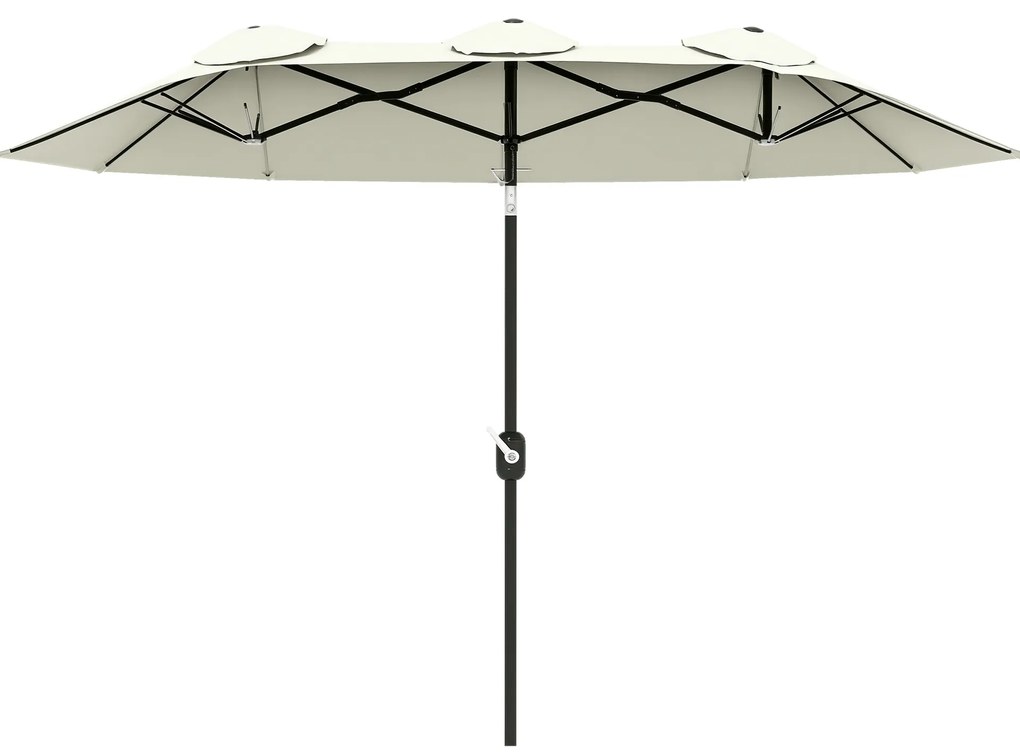 Outsunny Umbrelă de Grădină Dublă Înclinabilă la 45° cu Manivelă si 3 Orificii de Ventilație, 295x152x222 cm, Bej | Aosom Romania