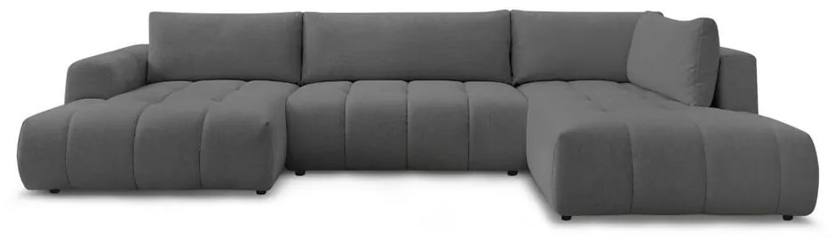 Colțar gri închis extensibil/cu spațiu de depozitare (cu colț pe partea dreaptă/în formă de "U") Fuji – Bobochic Paris