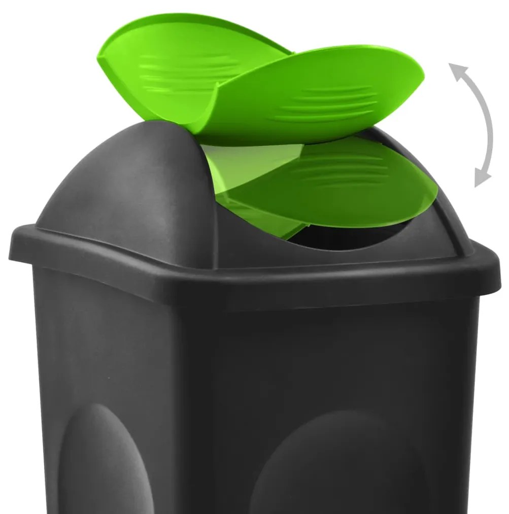 Cos de gunoi cu capac oscilant, negru si verde, 60L Negru si verde