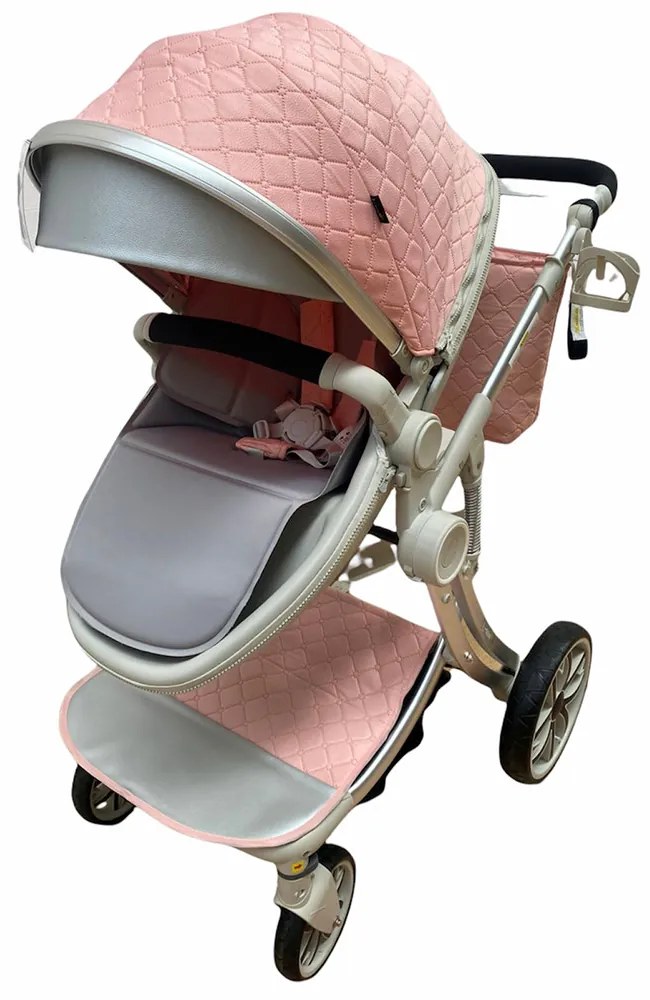Carucior 2 in 1 cu landou transformabil in parte sport, 0-36 luni, Roz - CPC-15-roz