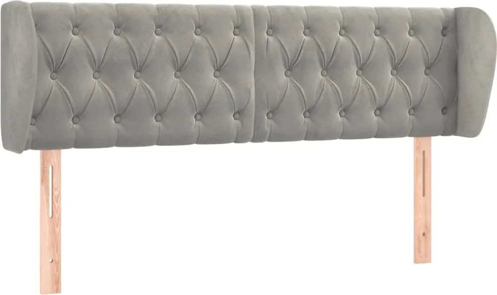 vidaXL Tăblie de pat cu aripioare gri deschis 147x23x78/88 cm catifea