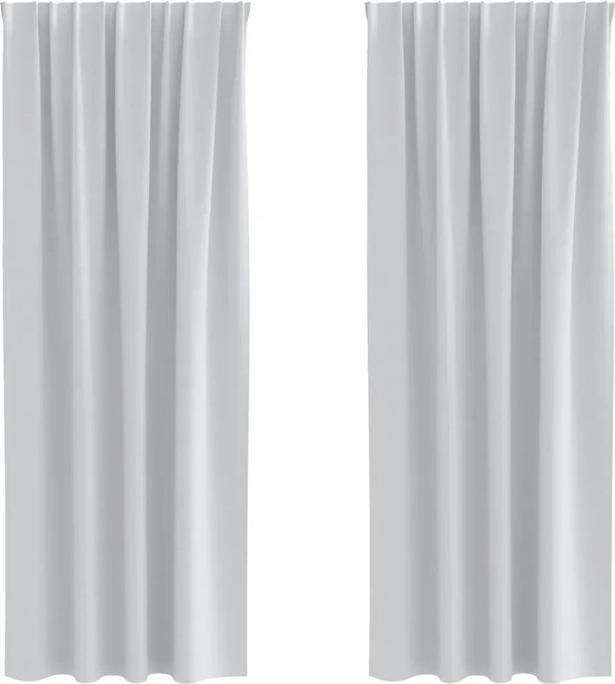 vidaXL Perdele Opaque cu Inel 2 pcs Gri Deschis 245 x 140 cm Poliester