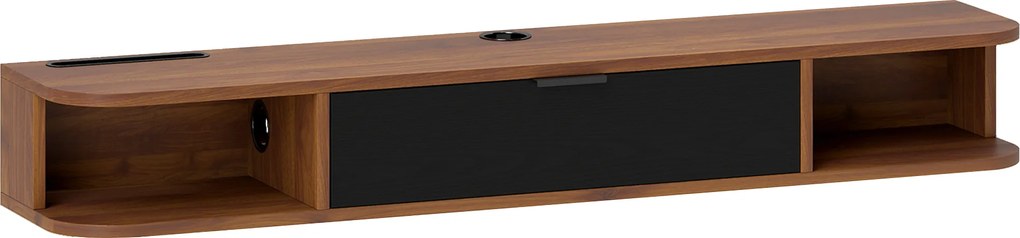 HOMCOM Mobilier TV Suspendat, Suport TV Până la 50" cu Sertar Rabatabil, 2 Rafturi Deschise și Orificiu pentru Cabluri, Mobilier pentru Televizor pentru Sufragerie, Dormitor și Sală de Stat, 120x24x16 cm, Nuc | Aosom Romania