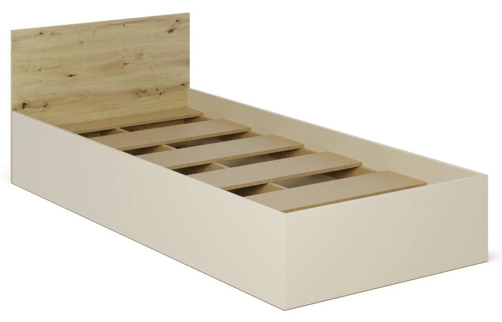 Pat Malmo, 200 x 90 cm, saltea spuma inclusa, Stejar Artisan/Argila