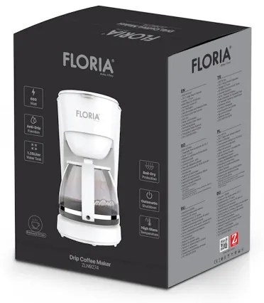 Filtru de Cafea Alb  600W  1.2L  Oprire Automata