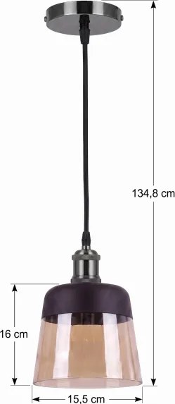 BRILAGI -LED lustra suspendată pe cablu R GLASS 1xE27/60W/230V diametru 15,5 cm negru/bej fumuriu