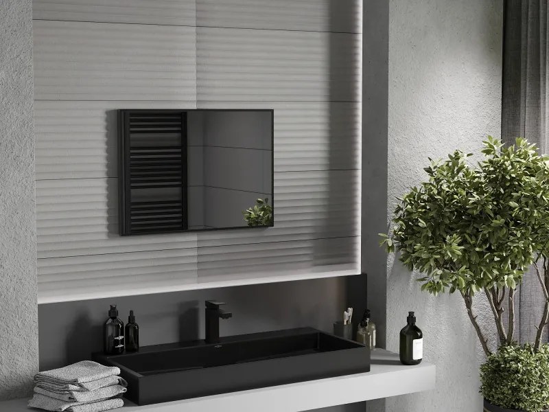 Mexen Loft oglindă de baie dreptunghiulară 70 x 50 cm, ramă neagră - 9852-070-050-000-70